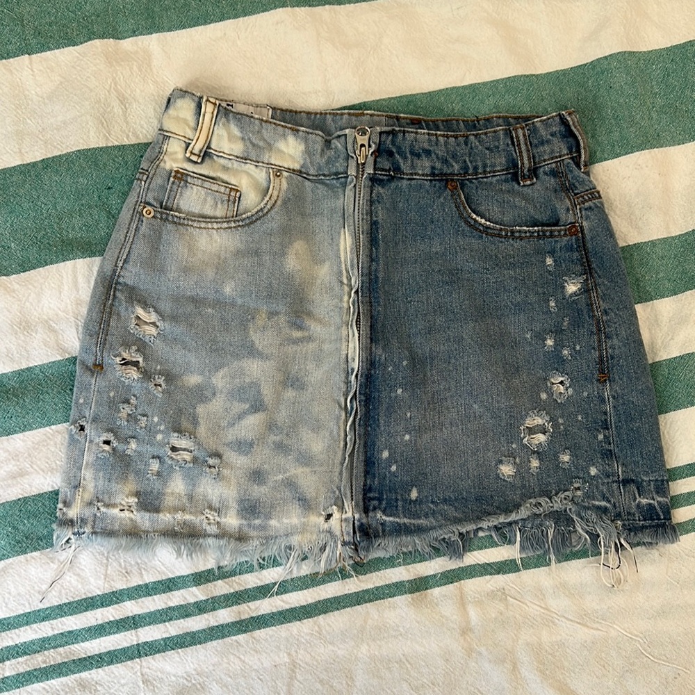 Zara TRF Distressed Denim Mini Skirt - size XS